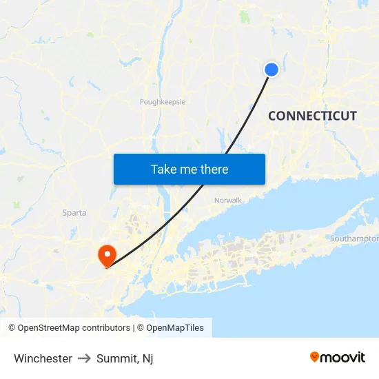 Winchester to Summit, Nj map