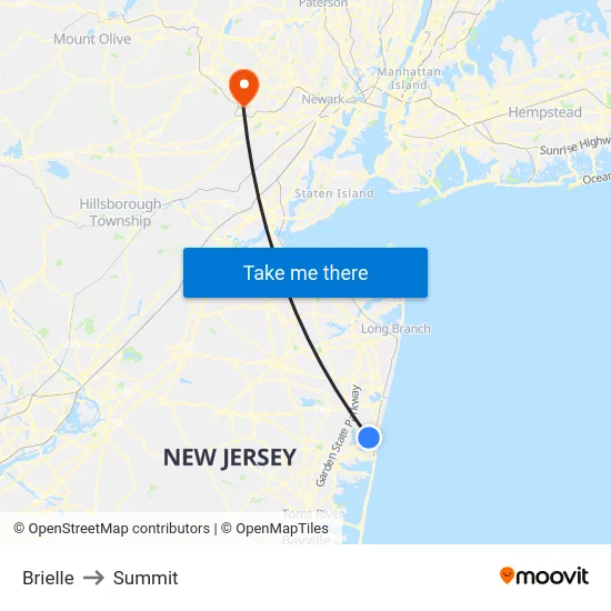 Brielle to Summit map