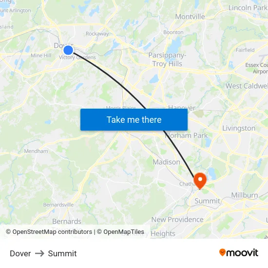 Dover to Summit map