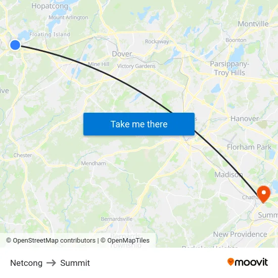 Netcong to Summit map