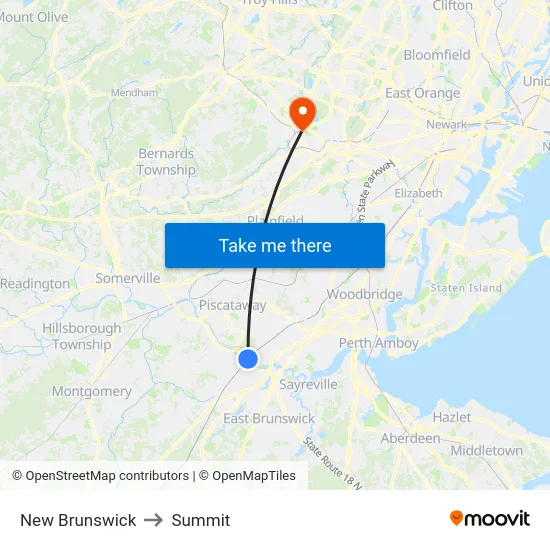 New Brunswick to Summit map