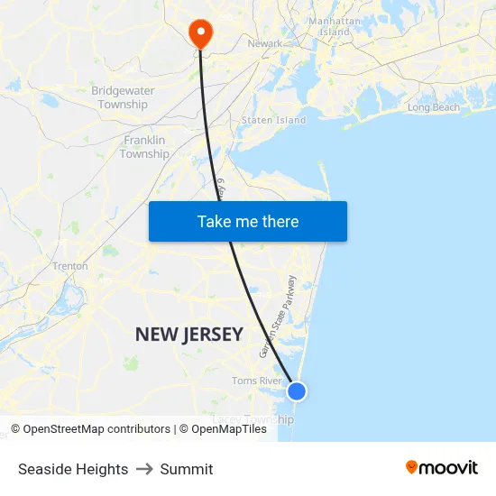 Seaside Heights to Summit map