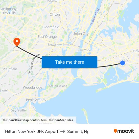 Hilton New York JFK Airport to Summit, Nj map