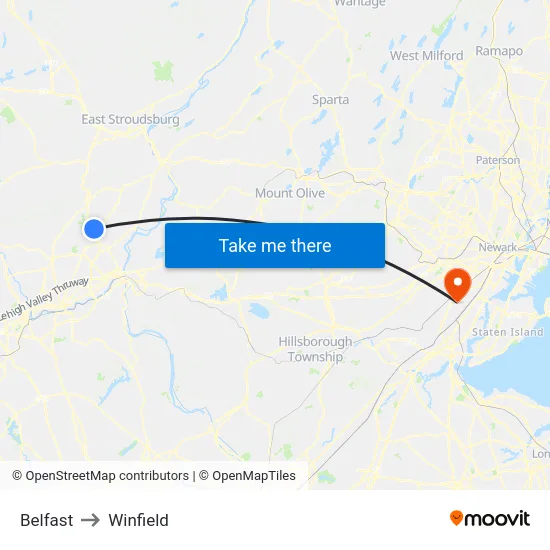 Belfast to Winfield map