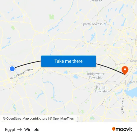 Egypt to Winfield map