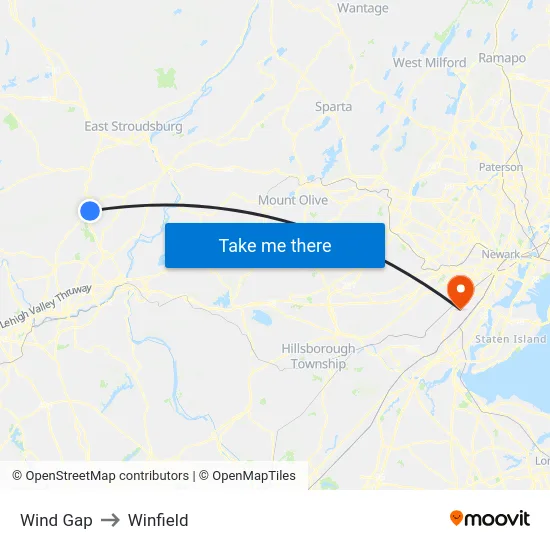 Wind Gap to Winfield map
