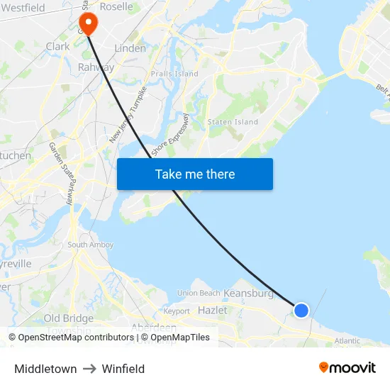 Middletown to Winfield map