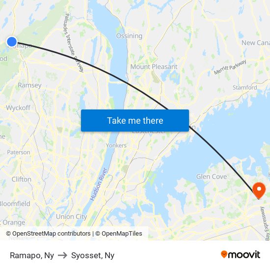 Ramapo, Ny to Syosset, Ny map