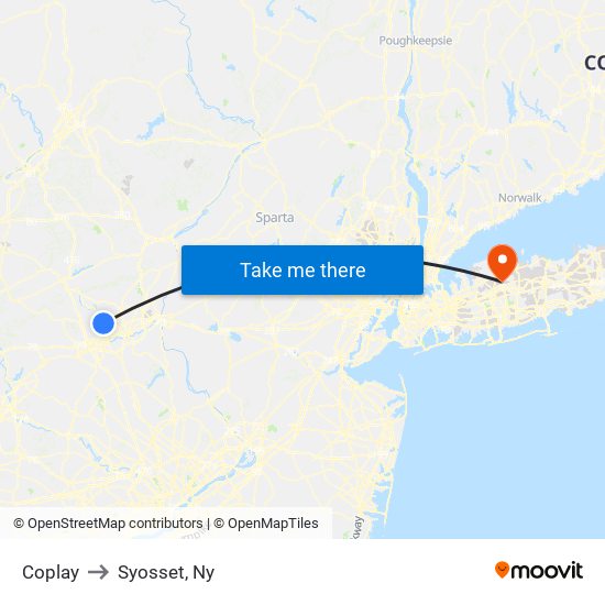 Coplay to Syosset, Ny map