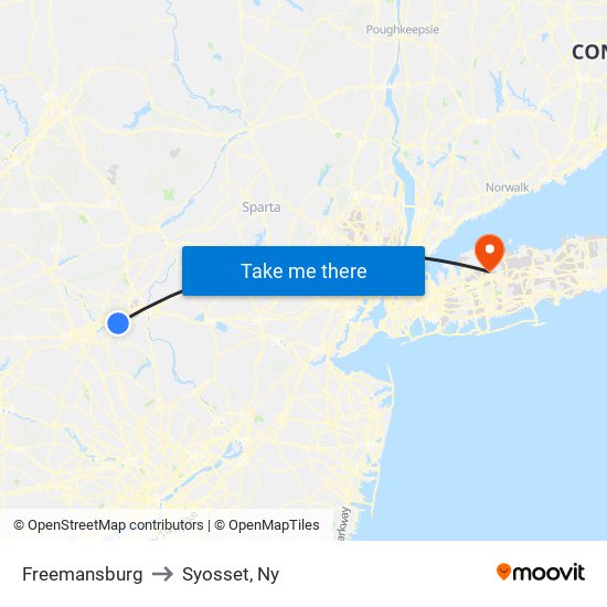 Freemansburg to Syosset, Ny map