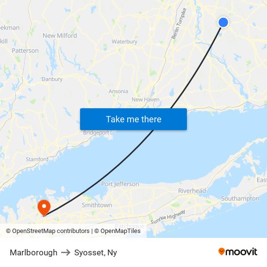 Marlborough to Syosset, Ny map