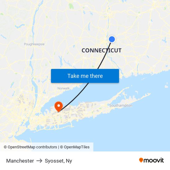 Manchester to Syosset, Ny map