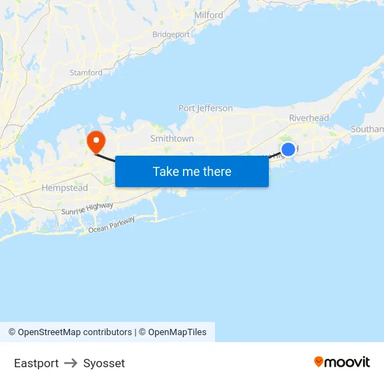 Eastport to Syosset map