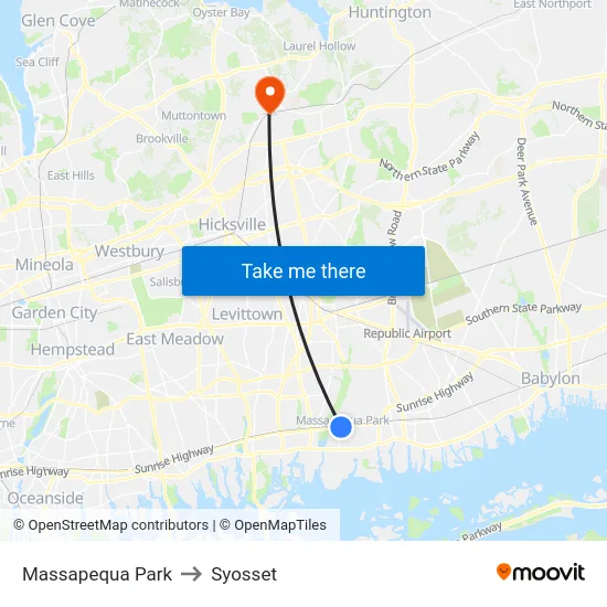 Massapequa Park to Syosset map