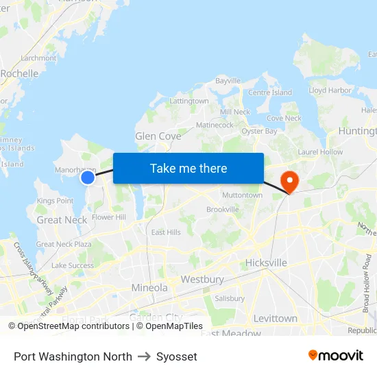 Port Washington North to Syosset map