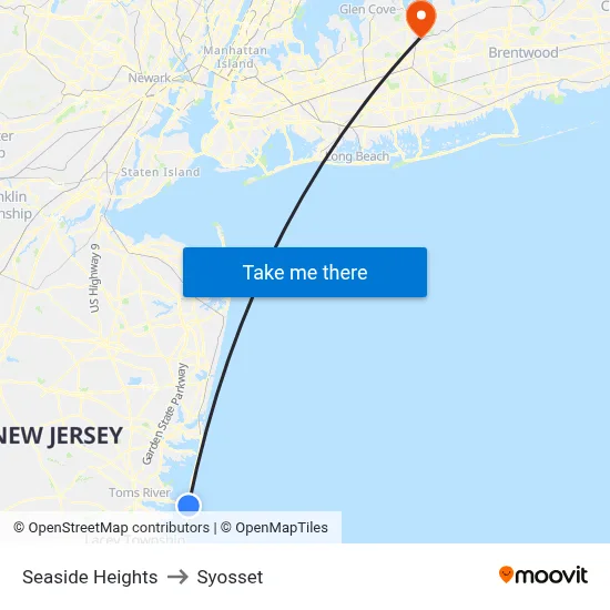 Seaside Heights to Syosset map
