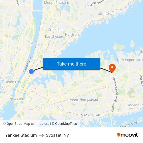 Yankee Stadium to Syosset, Ny map