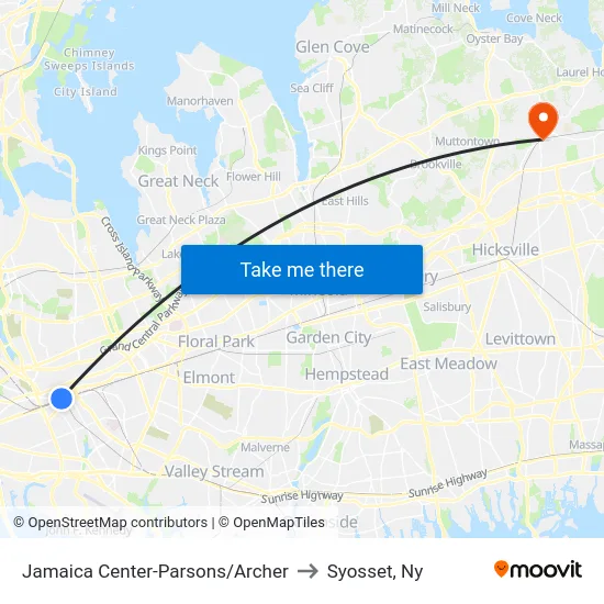 Jamaica Center-Parsons/Archer to Syosset, Ny map