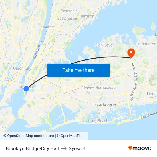Brooklyn Bridge-City Hall to Syosset map