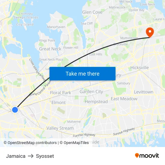 Jamaica to Syosset map