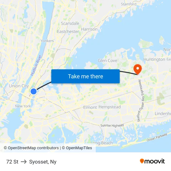 72 St to Syosset, Ny map