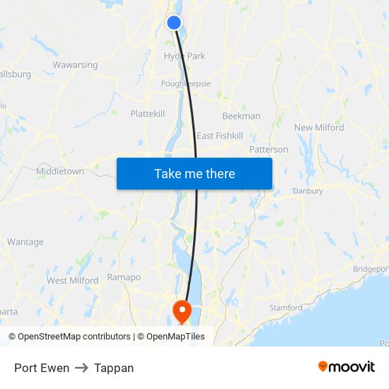 Port Ewen to Tappan map