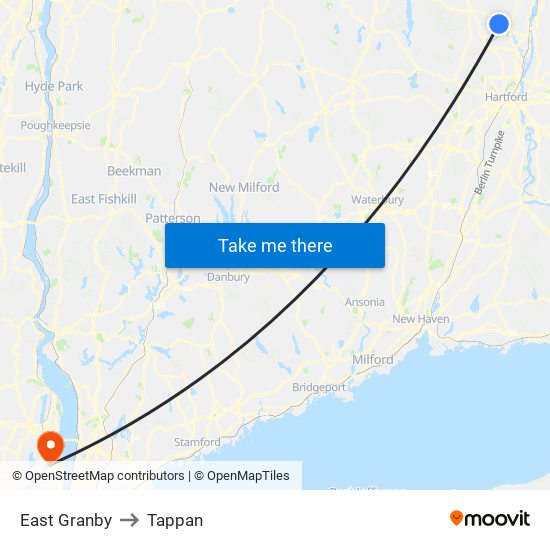 East Granby to Tappan map