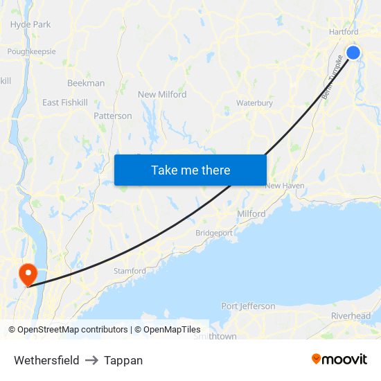 Wethersfield to Tappan map