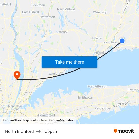 North Branford to Tappan map