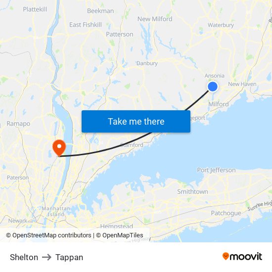 Shelton to Tappan map