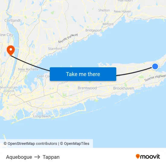 Aquebogue to Tappan map