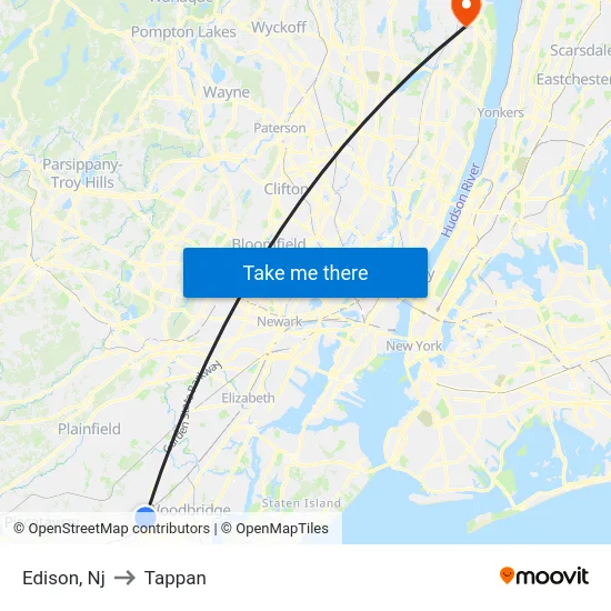 Edison to Tappan map