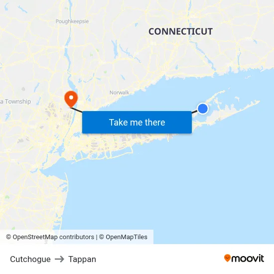 Cutchogue to Tappan map