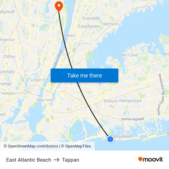 East Atlantic Beach to Tappan map