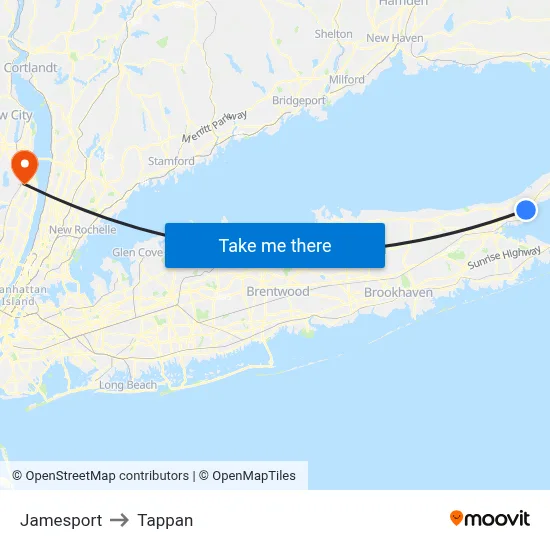 Jamesport to Tappan map