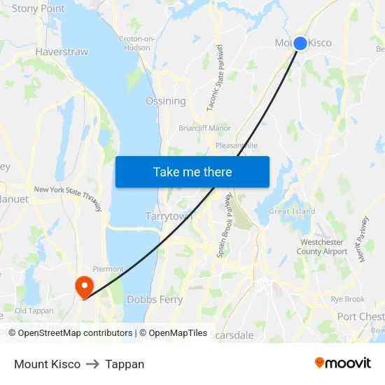 Mount Kisco to Tappan map