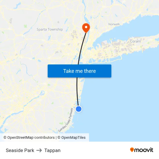 Seaside Park to Tappan map