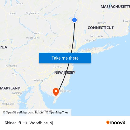 Rhinecliff to Woodbine, Nj map