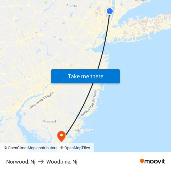 Norwood, Nj to Woodbine, Nj map