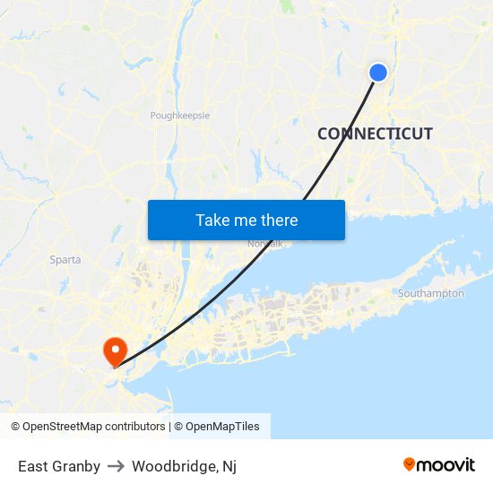 East Granby to Woodbridge, Nj map