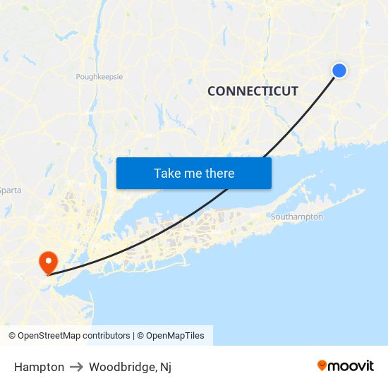 Hampton to Woodbridge, Nj map