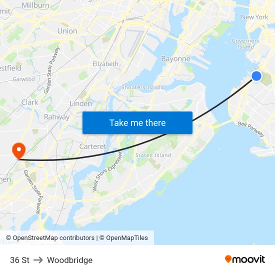 36 St to Woodbridge map