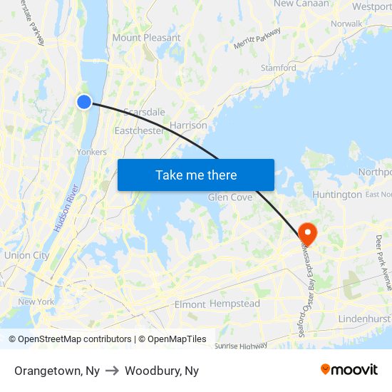 Orangetown, Ny to Woodbury, Ny map