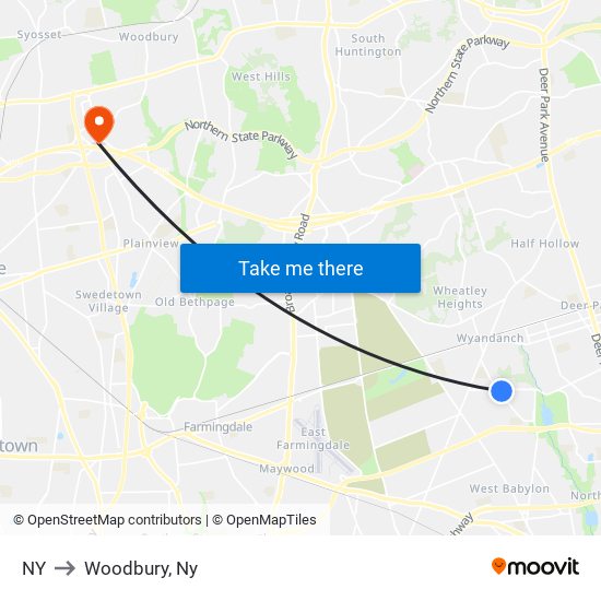 NY to Woodbury, Ny map