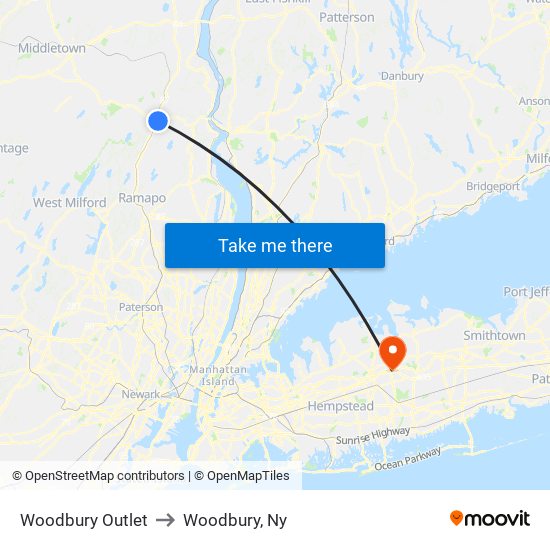Woodbury Outlet to Woodbury, Ny map
