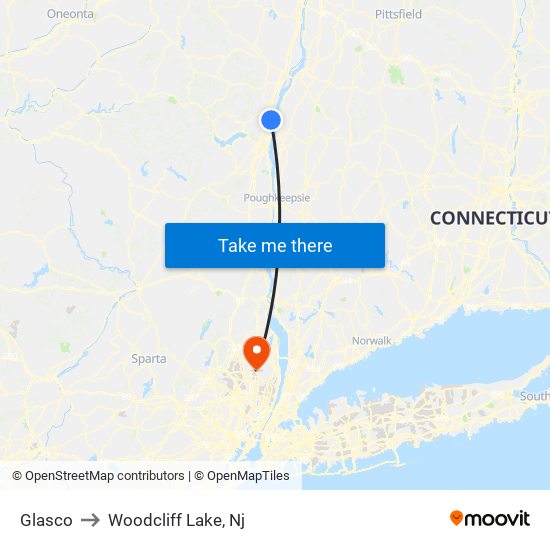 Glasco to Woodcliff Lake, Nj map