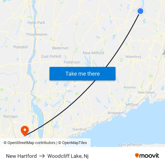 New Hartford to Woodcliff Lake, Nj map