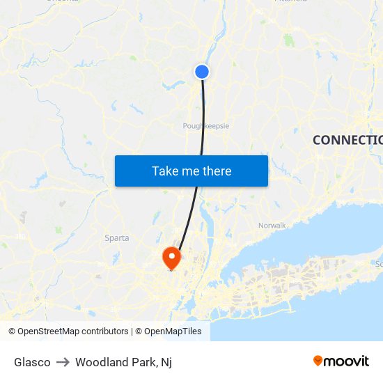 Glasco to Woodland Park, Nj map