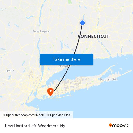 New Hartford to Woodmere, Ny map