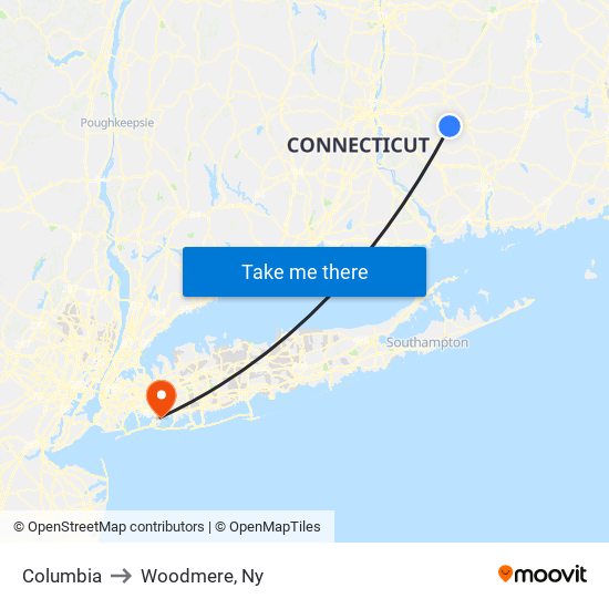 Columbia to Woodmere, Ny map